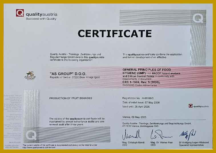 AS Group Certificate