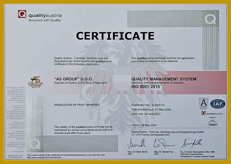 AS Group Certificate
